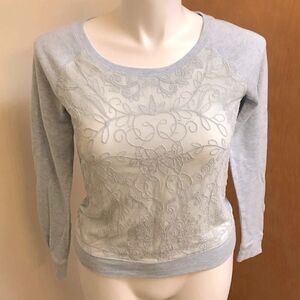 🔮GRG MONTREAL | Powder Blue Sweatshirt Front Lace Overlay Size S EUC